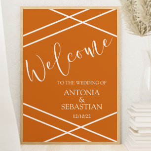 Elégant Orange Gravure Bienvenue 18x24 Poster