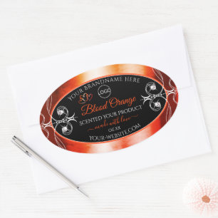Élégant orange rouge Étiquette Logo Bijoux Noir