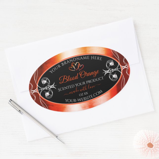 Élégant orange rouge produit Étiquette bijoux noir (Enveloppe)