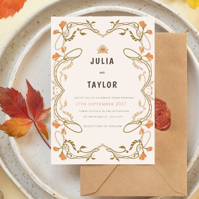 Elegant Orange Wedding Invitation – Soft Modern De (Créateur téléchargé)