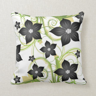 élégant oreiller à lancer floral de charbon gris
