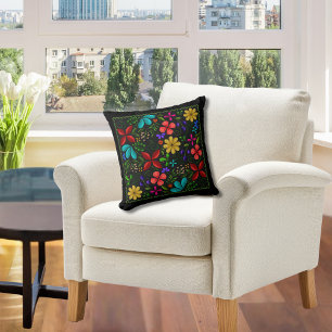 Élégant oreiller à lancer floral latino-américain