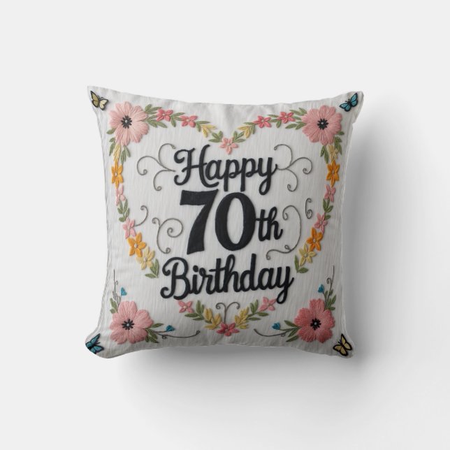 Élégant Oreiller Floral 70e Anniversaire : Un cade (Recto)