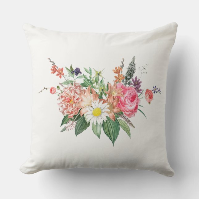 Elégant oreiller simple à lancer floral (Recto)