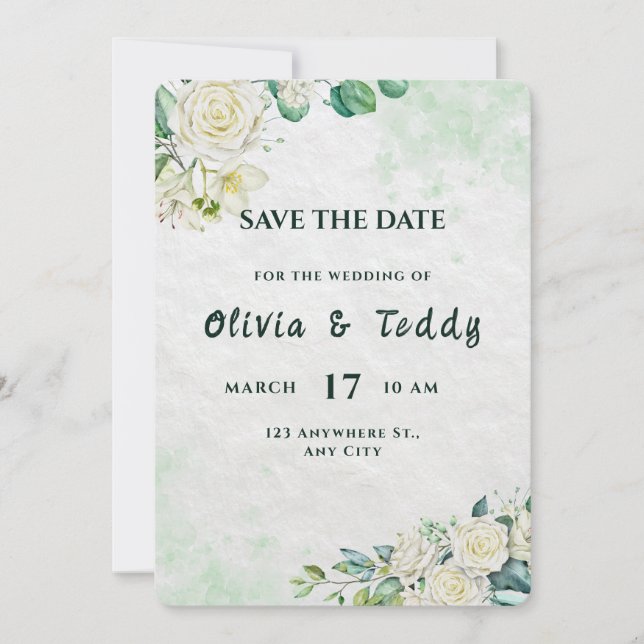 Elegant Organic Modern Wedding Save The Date (Devant)