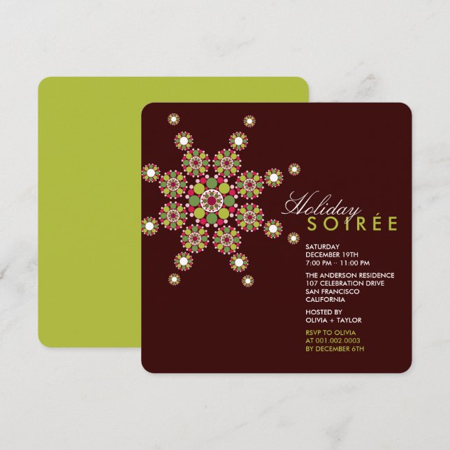 Élégant Ornament Star Holiday Soiree Invitation (Devant / Derrière)