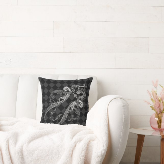 Elégant Ornate Goth Design Jeter Oreiller (Canapé)