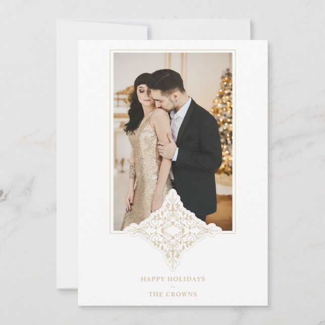 Élégant ornement de dentelle effet Joyeux vacances (Devant)