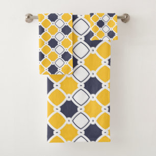 Élégant ornemental, blanc, bleu marine, jaune