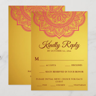 Elégant Paisley Or Rose Pink Mariage Indien RSVP