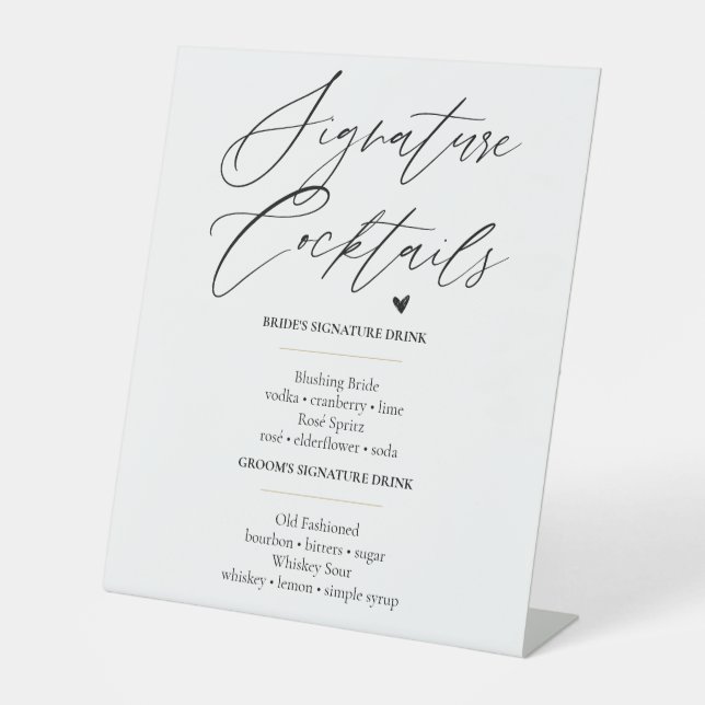 Élégant panneau de bar de mariage pour cocktails s (Recto)