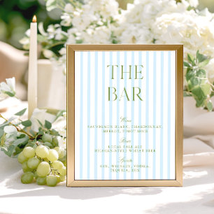 Élégant Panneau de Bar de Mariage Rayé Vert Sauge