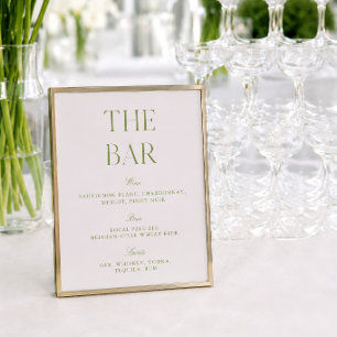 Élégant Panneau de Bar de Mariage Vert Sauge et Bl