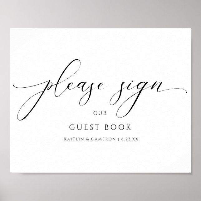 Élégant panneau de calligraphie pour livre d'or de (Devant)