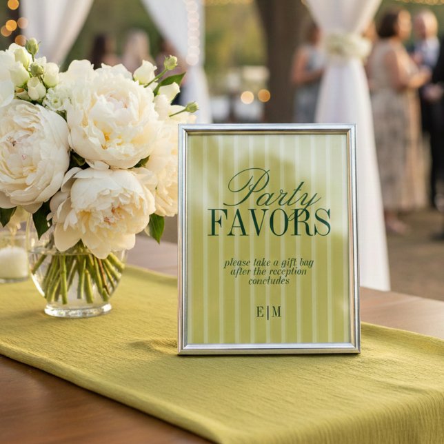 Élégant panneau de faveur de mariage Chartreuse 'T (Elegant Chartreuse Wedding Favor Take One Sign)