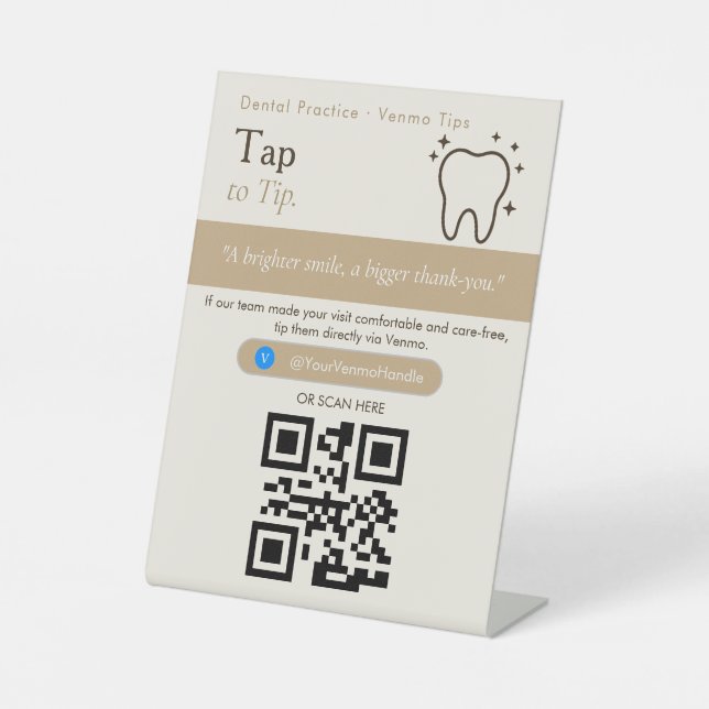 Élégant Panneau de Sable à Code QR pour Pourboire  (Recto)