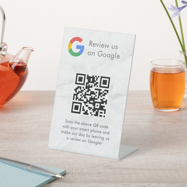 Élégant panneau de table QR code pour les avis Goo (In SItu)