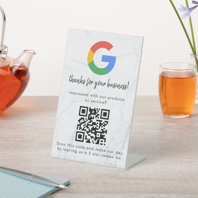 Élégant panneau de table QR code pour les avis Goo (In SItu)