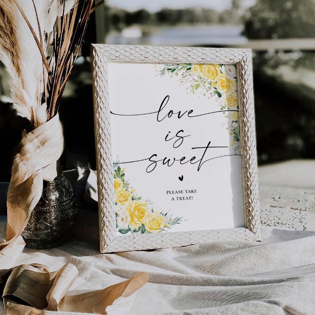 Élégant panneau floral jaune L'amour est doux (Créateur téléchargé)