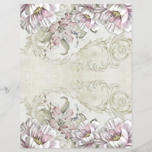Élégant papier à scandale Vintage victorien Floral
