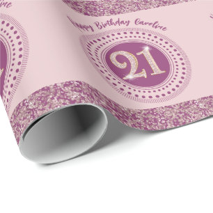 Élégant papier cadeau 21e anniversaire paillettes