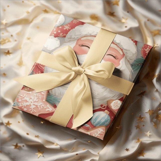 Élégant papier cadeau Père Noël dormant | Vint (Créateur téléchargé)