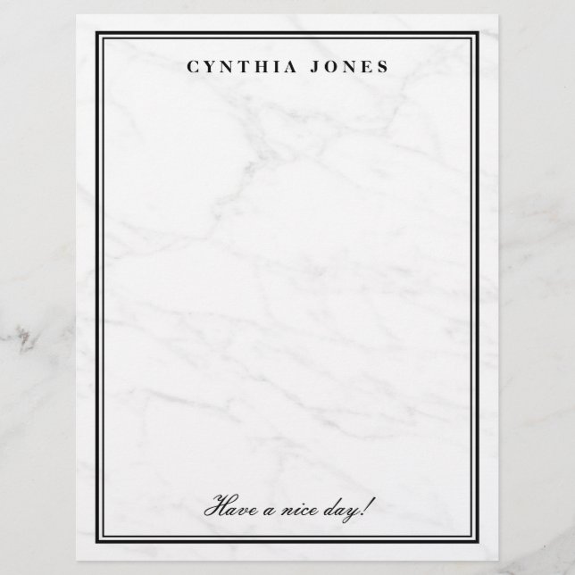 Elégant papier d'écriture personnalisé en marbre b (Devant)