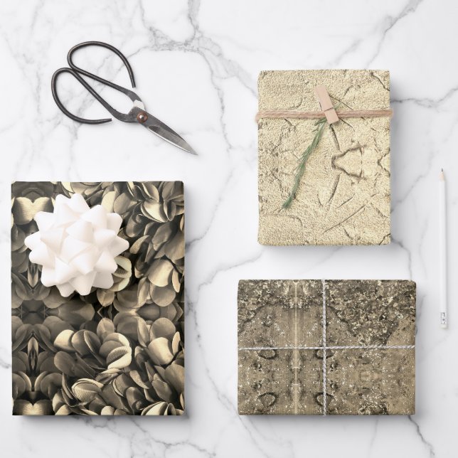 Élégant papier d'enveloppement d'or Plat Sheet Set (Recto)