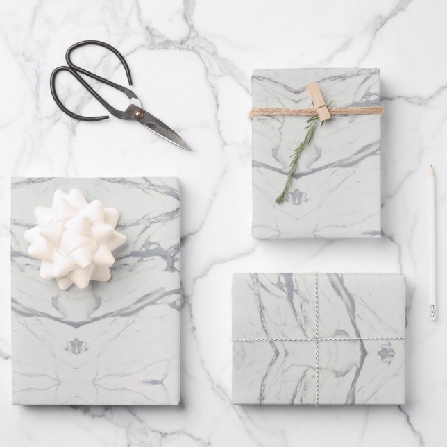 Élégant papier d'enveloppement en marbre blanc de  (Recto)