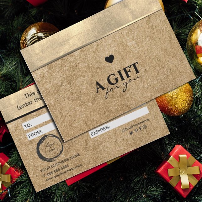 Élégant papier d'huile d'or et d'artisanat (#craftpaper #kraft #zazzlemade #cheistmas #giftcertificate #giftcard #goldfoil #goldenandcraft #add)
