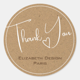 Élégant papier Kraft rustique Étiquettes Merci sim