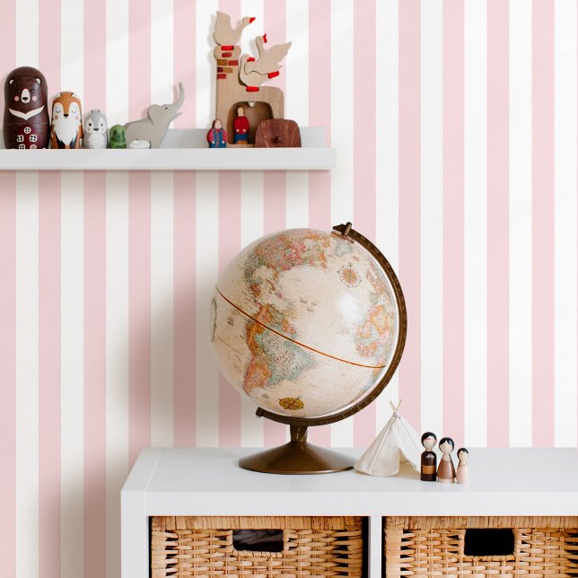 Élégant papier peint rayé rose blanc pour la nurse (Créateur téléchargé)