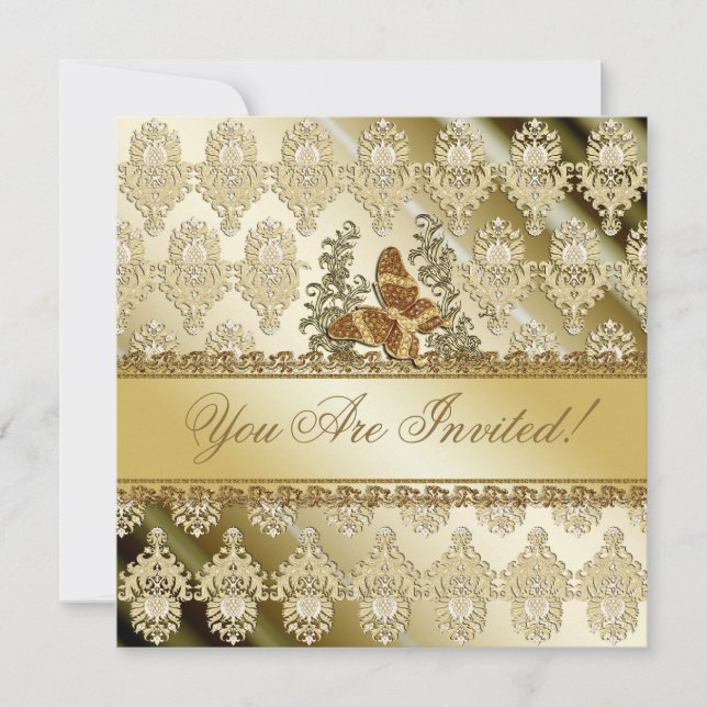 Elégant papillon d'or toute invitation à l'occasio (Devant)