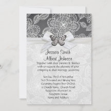 Élégant Papillon Invitation Mariage damassé
