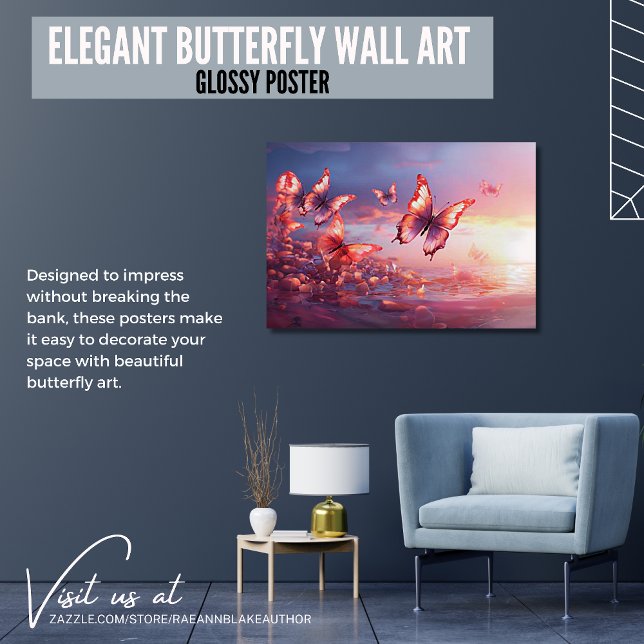 Elégant Papillon Mur Art Glossy Poster (Créateur téléchargé)