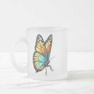 Elégant Papillon Outline Verre Dépoli Mug - 10 o