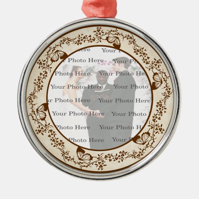 Élégant papillon rond ornement argenté (Devant)