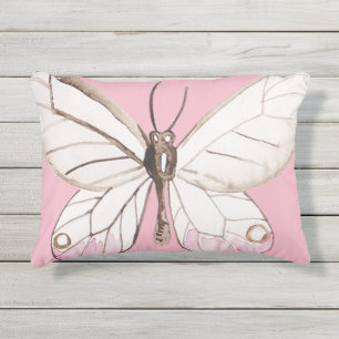 Élégant papillon rose Coussin extérieur