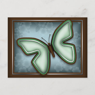 Elégant Papillon vert, bleu et carte postale Brown