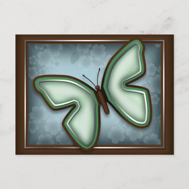 Elégant Papillon vert, bleu et carte postale Brown (Devant)