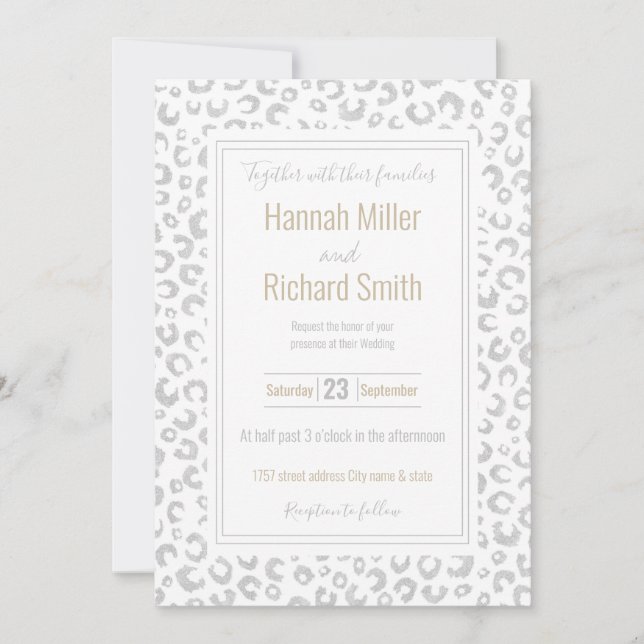 Élégant Parties scintillant d'argent Motif Leopard (Devant)