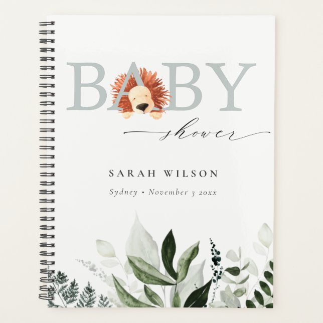 Élégant Pastel Cute Boho Lion Foliage Baby shower (Devant)