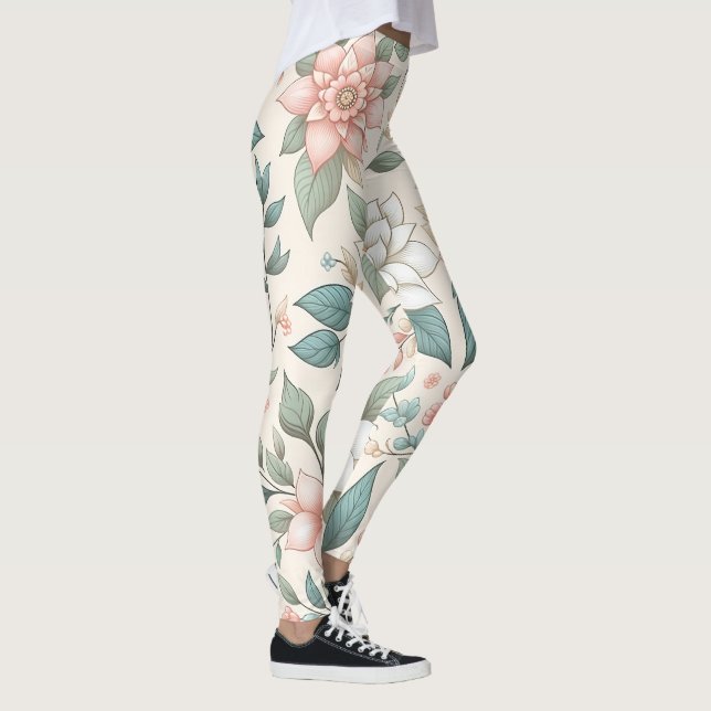 Élégant Pastel Floral Leggings (Droite)