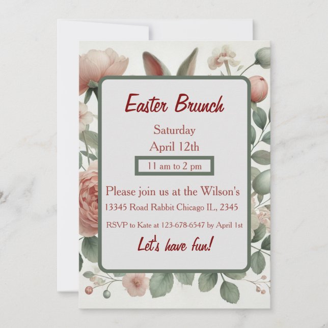 Elégant Pastel Floral Pâques Brunch Invitation (Devant)