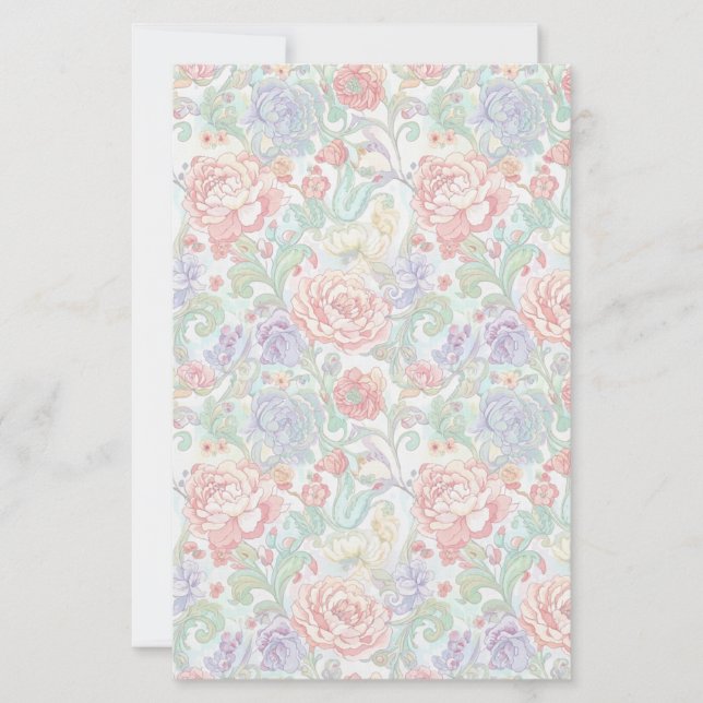 Elegant Pastel Floral Two-Sided Scrapbook Paper (Devant)