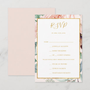 Elégant Pastel Jardin Floral Menu Choice Carte RSV