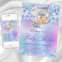 Elégant Pastel Mermaid Baby Shower Invitations