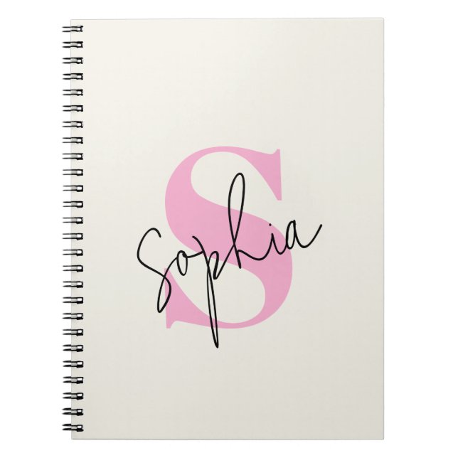Elégant Pastel Monogram Carnet Spiral (Devant)