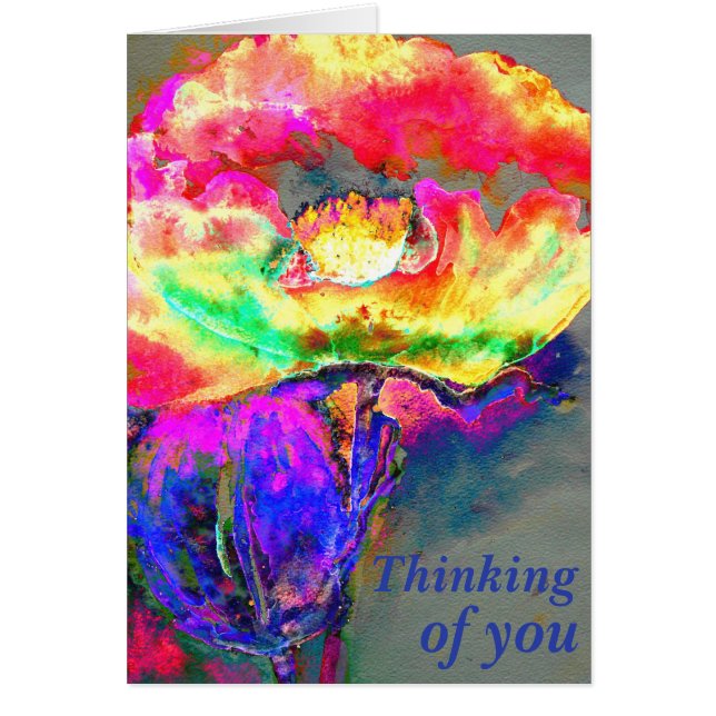 Élégant pavot à fleurs rose jaune abstrait (Devant)