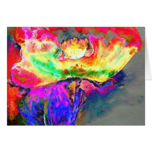 Élégant pavot à fleurs rose jaune abstrait